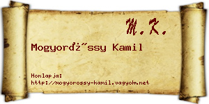 Mogyoróssy Kamil névjegykártya